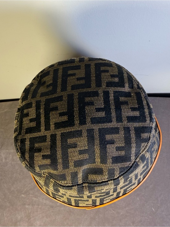 bucket hat signature leather canvas, monogram pattern brown black new unisex main image 4